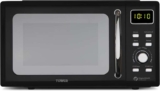 Tower Digital Microwave with Sleek Mirror Door, 800W, 20L, Black & Chrome, T24041BLK