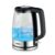 Tower PT10090BLK Illuminating Glass Kettle with Removable Filter, Boil Dry Protection, 1.7L, 2200W, Black & Stainless Steel