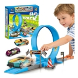 Toy Car Track Set with 14 Pieces and Catapult