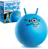 Toyrific Jump N Bounce Kids Space Hopper, 20 Inch Retro Bouncing Ball with Easy Grip Handles, Outdoor or Indoor Exercise Toy for Ages 3, Toothy BlueDesign