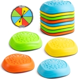 Toyrific Stepping Stones Balance Game – 8 Stackable Pieces, Sensory Stones, Non-Slip with Spinner and Games, Indoor and Outdoor Play Toy for Kids, Holds up to 100kg