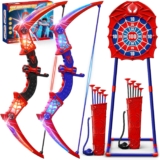 Toys for Age 3-12, 2 Pack Boys Toys With Red & Blue LED Lights, Standing Target & 2Quiver, Indoor Outdoor Toy Gifts Birthday Presents for 3 4 5 6 7 8 9 10 11 12 Year Old Boys Girls Kids