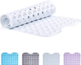 TranquilBeauty Bath, Shower Mat, No Slip with Suction Cup, Anti-Mildew, Machine Washable, No Latex, Ideal for the Elderly and Children (White, 100 x 40 cm)