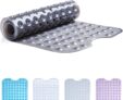 TranquilBeauty No Slip Bath Mat with Suction Cups – Grey 100x40cm/40x16in Extra Long Bathtub Mats – Anti-Mould, Machine-Washable, No Latex – Shower Mat Ideal for Elderly and Children