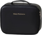 Travel Makeup Bag Large Capacity Portable Waterproof Toiletry Cosmetic Organizer for Women with Makeup Brush Organiser Adjustable Divider and Handle Travel Essentials Toiletry Bag (Black)