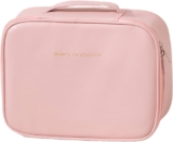 Travel Makeup Bag Large Capacity Portable Waterproof Toiletry Cosmetic Organizer for Women with Makeup Brush Organiser Adjustable Divider and Handle Travel Essentials Toiletry Bag (Pink)