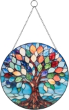 Tree of Life Acrylic Sun Catchers – 8-Inch Colorful Hanging Window Decor with Stained Glass-Style Print, Garden Hanging Ornament, Sun Catcher for Indoor and Outdoor Use, Blue