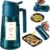 TrendPlain 16oz/470ml Blue Glass Olive Oil Sprayer for Cooking – 2 in 1 Olive Oil Dispenser for Kitchen Gadgets, Air Fryer, Salad, and BBQ – Navy