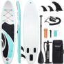 Triclicks 10ft Stand Up Paddle Boards Inflatable SUP Board Surfboard – Beginners Kit. Adjustable Paddle, Air Pump With Pressure Guage, Fin, Repair Kit, Premium Leash & Rucksack