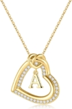 Turandoss Mothers Day Gifts – Gold Heart Initial Necklaces for Women Girls 14K Gold Plated Letter A-Z CZ Knot Pendant Necklace Mothers Day Gifts for Mum Grandmother Women Jewelry