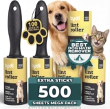 Tydi Pet Lint Rollers – 500 Sheets of Lint Roller Refills & 2 Handles – 100 Sheets per Sticky Clothes Roller – Lint Rollers for Pet Hair – Reusable Lint Roller for Clothes – Fluff Remover for Clothes