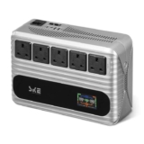 UPS Power Supply 850VA/480W Battery Backup & Surge Protector for Router and Computer with Smart LCD Display – Metallic Silver