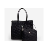 US Polo Assn Black Quilted Tote Bag