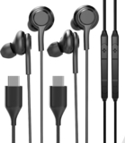 USB-C Wired Earphones with Microphone (2Pack) Type C Cable In-Ear Headphones compatible for Samsung Galaxy S23 S22 S24 Ultra Noise Cancelling Android Phone Earbuds Pro Max Fold 5G Audio Accessories