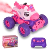 Unicorn RC Cars for Kid, Remote Control Unicorn Monster Truck for girls, RC Monster Truck Unicorn Car with Spray LED Light, Unicorns Gift Toy for Boys Kids