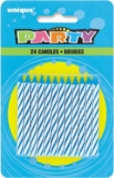 Unique Party 1905BC – Striped Blue Birthday Candles, Pack of 24,6 centimeters