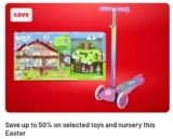 Up to 50% on Selected Toys & Nursery e.g ,Chad Valley Bathtime 12pack Foam Characters £3, World Football Stars Goddit Puzzle £6.50 Free C&C
