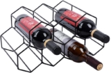 Urban Deco Small Wine Rack 9 Bottle Holder – No Need Assembly Modern Metal Wire Black Wine Storage for Countertop Table Top Coffee Bar Kitchen