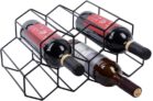 Urban Deco Small Wine Rack 9 Bottle Holder – No Need Assembly Modern Metal Wire Black Wine Storage for Countertop Table Top Coffee Bar Kitchen