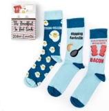 Urban Eccentric Breakfast In Bed Novelty Socks Funny Food-Themed Gift Box 3 Pairs Unisex UK Size 611 Cotton RichFunny Gift Idea Birthday, Secret Santa & Everyday Wear