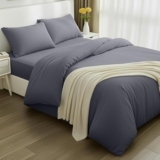 Utopia Bedding 4 Piece Double Bedding Set – Duvet Cover, Fitted Sheet with Pillow cases – Soft Brushed Microfiber (Grey)