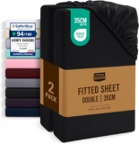 Utopia Bedding Fitted Sheet Double (2 Pack), Black – Deep Pocket 14 inch (35 cm) – Oeko Tex Certified – Easy Care – Soft Brushed Microfibre Fabric – Shrinkage and Fade Resistant – Bottom Sheet