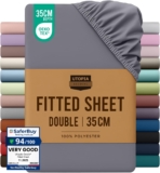 Utopia Bedding Fitted Sheet Double, Grey – Deep Pocket 14 inch (35 cm) – Easy Care – OEKO-TEX Certified – Soft Brushed Microfibre Fabric – Shrinkage and Fade Resistant – Bottom Sheet