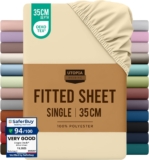 Utopia Bedding Fitted Sheet Single, Beige – Deep Pocket 14 inch (35 cm) – Easy Care – OEKO-TEX Certified – Soft Brushed Microfibre Fabric – Shrinkage and Fade Resistant – Bottom Sheet