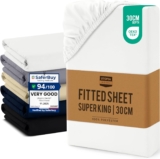 Utopia Bedding Super King Fitted Sheet, White – Up to 12 Inch (30cm) Deep – Easy Care – Soft Brushed Microfibre Fabric – Shrinkage and Fade Resistant – Oeko-Tex Certified – Bottom Sheet