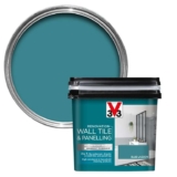 V33 Renovation Wall Tile Paint – No Undercoat – For High Moisture Surfaces Resistant To Temperature Variations – Lagoon Blue Satin 750ml