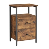 VASAGLE 2-Drawer Industrial Nightstand, Rustic Brown & Black LET521B01