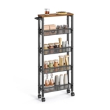 VASAGLE 5-Tier Kitchen Trolley with Casters, Steel Frame