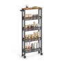 VASAGLE 5-Tier Kitchen Trolley with Casters, Steel Frame