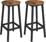 VASAGLE Bar Stool Set of 2 Round Chair High Kitchen Seat Steel Frame Height 65 cm Easy Assembly Industrial Style Rustic Brown and Black LBC32X