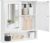 VASAGLE Bathroom Cabinet with Mirror, Wall Cabinet with 2 Mirrored Doors and Open Compartment, 13 x 56.5 x 58.5 cm, White