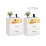 VASAGLE Bedside tables with charging station and LED lighting Cloud White ( SONGMICS Home Club / USB A & USB C ) w/code