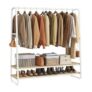 VASAGLE Clothes Rail with 2 Shelves, 6 S Hooks, Steel