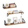 VASAGLE Wall Shelves Set of 3, 40/50/60 Cm, Dual Mounting