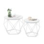 VASAGLE round Coffee Table Set of 2, Two-Tone White