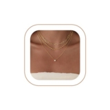 VIROMY 14k Gold-Plated Zircon Pendant Paperclip Chain Necklace