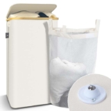 VOUNOT Foldable Laundry Basket 100L with Lid Handles, Collapsible Linen Basket with Inner Laundry Bags