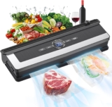 Vacuum Sealer, 85KPA Powerful Automatic Vacuum Sealer with Cutter Includes 5 Vacuum Bags, Keeps Food Fresh 6 Times Longer, Ideal for Home Kitchen and Camping