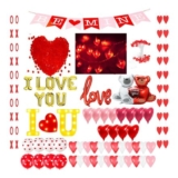 Valentine Decorations Kit: Hearts Lights, Rose Petals, Garlands, Balloons