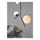 ValueLights Beauworth 2 Way Black Ceiling Light with Opal Glass Shade