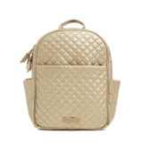 Vera Bradley Cotton Small Backpack, Champagne Gold Pearl, One Size