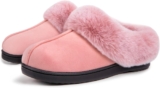 VeraCosy Womens Classic Suede Memory Foam Slippers Anti-Skid Scuff with Warm Faux Fur Collar