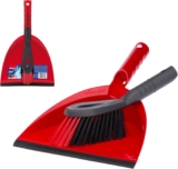Vileda Dust Pan & Brush Set – 2in1 Brush and Pan Set with Durable Bristles & Easy to Sweep Rubber Blade – Ergonomic Handle and Clip to Combine for Easy Storage