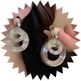 Vintage Metal Big Doule Circle Earrings Large Round Dangle Earrings Gold Circle Hoop Earrings Geometric Statement Earrings Jewelry for Women