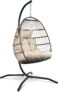 Vita5 Hanging Egg Chair Indoor&Outdoor – Swing Chair with Frame Polyrattan with Cushion – Hanging Chair Outdoor and Indoor – Foldable Hammock Chair – Maximum Load 150kg – Beige