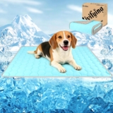 Vivifying Dog Cooling Mat, 76x101cm Waterproof Reversible Pet Cooling Blanket with Ice Silk & Velvet Year-Round Comfort for Dogs and Cats, Suitable for Small&Medium (M, Blue&Grey)